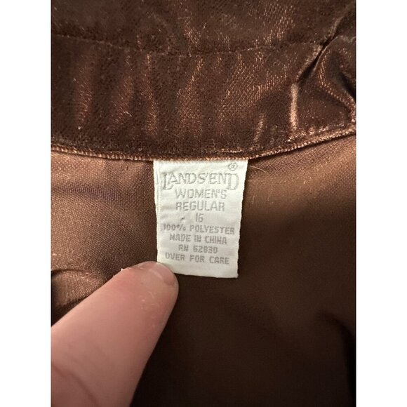 Lands' End Long Sleeve Button Front Velvet Blouse Size 16 - Picture 5 of 7